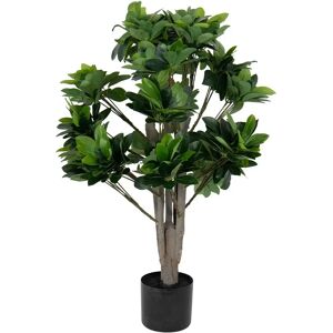 Home-tex Kunstig plante 90 cm høj - Grøn kunstig Schefflera plante med potte