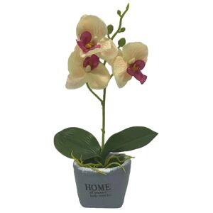 Home-tex Kunstig Orkidé - Højde 26 cm - Gule flotte blomster - Kunstig potteplante
