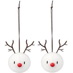 Hoptimist Julekugler - Reindeer - 2 Stk - Ø:5 Cm - Hvid - Hoptimist - Onesize - Dekoration