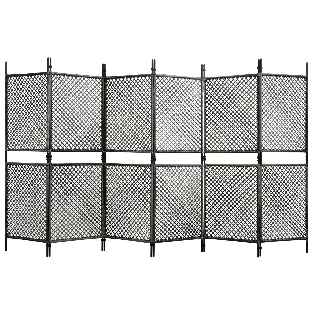 vidaXL 6-panels rumdeler 360x200 cm polyrattan antracitgrå