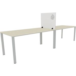 kaiserkraft Pared separadora sobre la mesa para puesto de trabajo doble, superficie esmaltada y de fieltro de PET, blanco / gris, anchura 750 mm