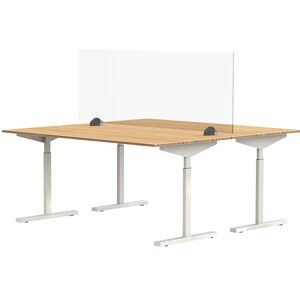 kaiserkraft Pared separadora sobre la mesa para puesto de trabajo doble, cristal acrílico y poliestireno, transparente, anchura 1600 mm