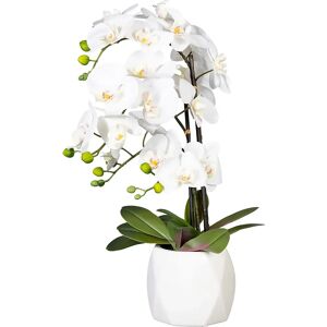 kaiserkraft Orquídea Phalaenopsis, real touch, en jarrón de cerámica, altura aprox. 600 mm, flores blancas