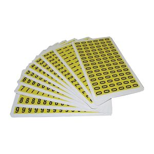 kaiserkraft Juego de letras y números, HxA 12,5x8,5mm, números adhesivos 0 - 9, 10 tarjetas