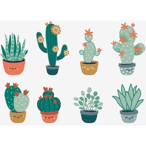 VERTBAUDET 8 adhesivos grandes Cactus verde medio liso con motivos