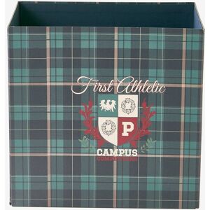 VERTBAUDET Papelera de cartón plegable Emblema verde oscuro estampado