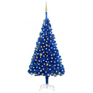 vidaXL Árbol De Navidad Preiluminado Con Luces Y Bolas Azul 210 Cm