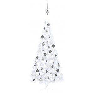 vidaXL Medio árbol De Navidad Con Luces Y Bolas Blanco 240 Cm