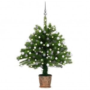 vidaXL Árbol De Navidad Artificial Con Luces Y Bolas Verde 65 Cm