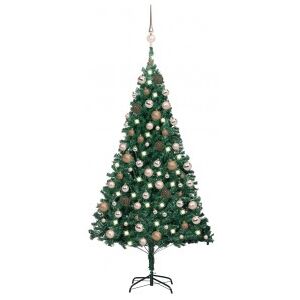 vidaXL Árbol De Navidad Preiluminado Con Luces Y Bolas Verde 120 Cm