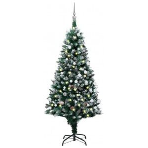 vidaXL Árbol De Navidad Helado Con Luces. Bolas Y Piñas 150 Cm