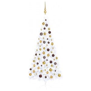 vidaXL Medio árbol De Navidad Con Luces Y Bolas Blanco 240 Cm