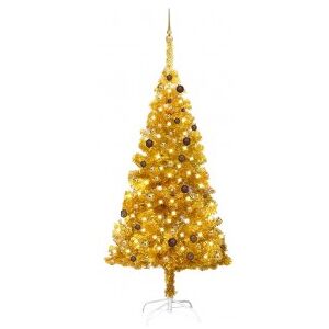 vidaXL Árbol De Navidad Preiluminado Con Luces Y Bolas Dorado 210 Cm