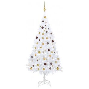 vidaXL Árbol De Navidad Preiluminado Con Luces Y Bolas Blanco 210 Cm