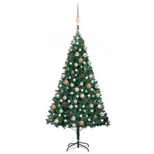 vidaXL Árbol De Navidad Preiluminado Con Luces Y Bolas Verde 180 Cm