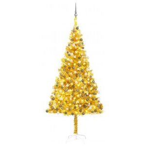 vidaXL Árbol De Navidad Preiluminado Con Luces Y Bolas Dorado 210 Cm