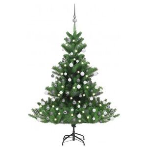 vidaXL Árbol De Navidad Abeto Nordmann Con Leds Y Bolas Verde 120 Cm