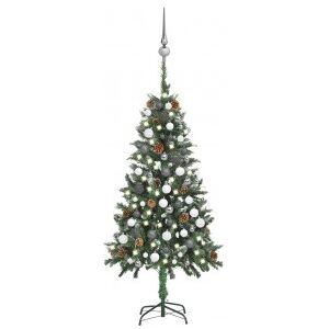 vidaXL Árbol De Navidad Preiluminado Con Luces. Bolas Y Piñas 150 Cm