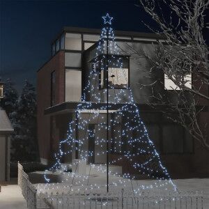 vidaXL Árbol De Navidad Con Poste De Metal 1400 Leds Blanco Frío 5 M