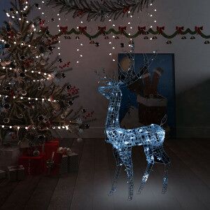 vidaXL Adorno Reno De Navidad Acrílico Blanco Frío 140 Leds 120 Cm