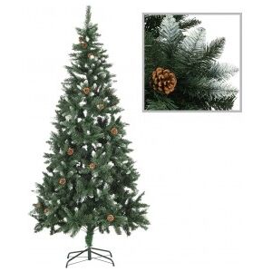 vidaXL Árbol De Navidad Artificial Con Piñas Y Brillo Blanco 210 Cm