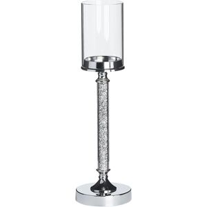 Beliani Candelabro de vidrio metal plateado 48 cm