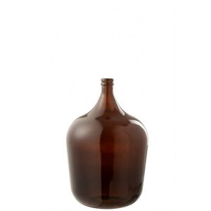 LANADECO Jarrón de vidrio marrón en forma de botella de 35x35x56 cm