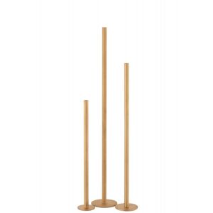 LANADECO Set de 3 candelabros alto moderno hierro opaco oro alt. 100 cm