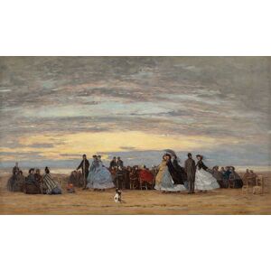 Legendarte Cuadro lienzo - La Plage à Villerville - Eugène Boudin - cm. 60x100