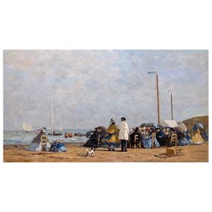 Legendarte Cuadro lienzo - Crinolines Sur La Plage - Eugène Boudin - cm. 50x90