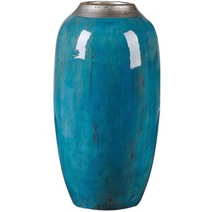 Beliani Jarrón decorativo en terracota azul H42