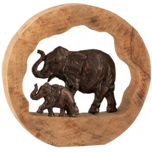 LANADECO Figura elefante + cría madera de mango aluminio bronce alt. 35 cm