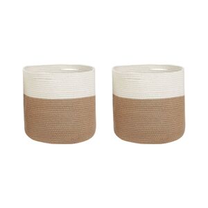 Beliani Conjunto de 2 cestas de algodón beige natural blanco 31 cm