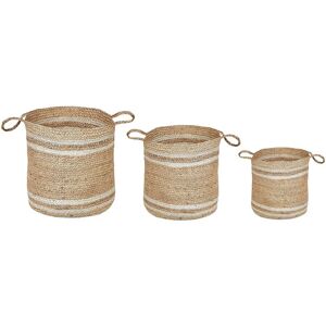 Beliani Conjunto de 3 cestas de yute natural beige