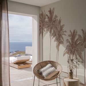 Acte Deco Papel pintado panoramico paisaje de palmeras gris 225x250cm