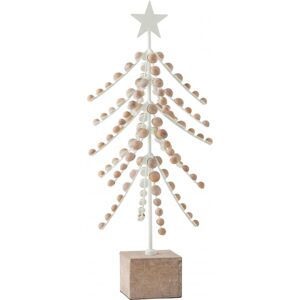 LANADECO Árbol de navidad decorativo de madera y metal blanco de 25x25x58 cm