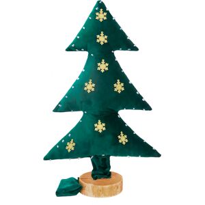 MX HOME Arbol de navidad luminoso de terciopelo verde con copos oro 70cm