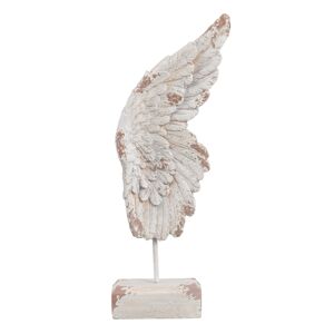 LolaHome Figura escultura de ala de resina beige de 22x10x62 cm