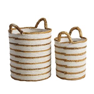 Wanda Collection 2 cestas de mimbre grande de fibra vegetal crudo y marrón l-s