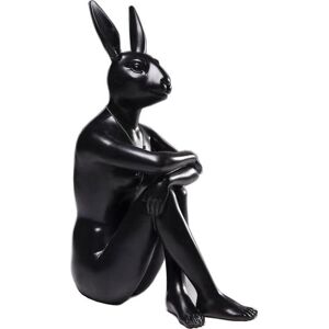 Kare Design Figura deco conejo gangster de poliresina negro de acero chapado 39cm