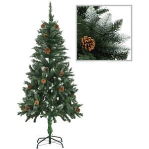 vidaXL Árbol de Navidad artificial con piñas y brillo blanco 150 cm