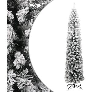 vidaXL Árbol de Navidad artificial delgado verde con nieve PVC 240 cm