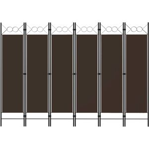 vidaXL Biombo divisor de 6 paneles marrón 240x180 cm