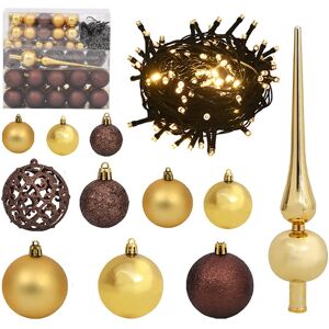 vidaXL Set de bolas de Navidad 120 pzas con pico 300 LED dorado bronce