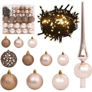 vidaXL Set de bolas de Navidad 120 pzas con pico 300 LED oro rosa