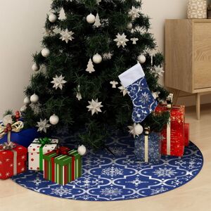 vidaXL Falda del árbol de Navidad de lujo con calcetín tela azul 122cm