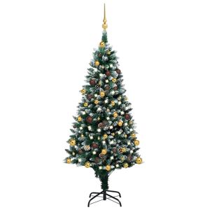 vidaXL Árbol de Navidad helado con luces, bolas y piñas 150 cm