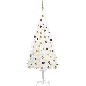 vidaXL Árbol de Navidad preiluminado con luces y bolas blanco 210 cm