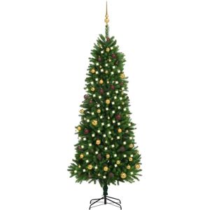 vidaXL Árbol de Navidad artificial con luces y bolas verde 240 cm