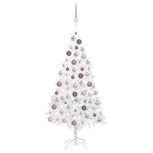 vidaXL Árbol de Navidad preiluminado con luces y bolas blanco 180 cm